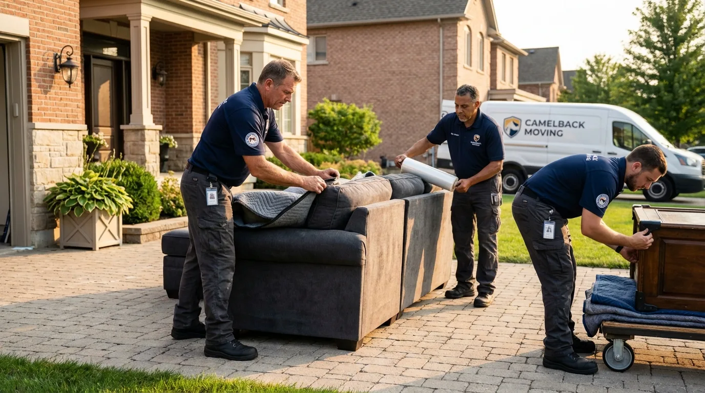 Large estate moving crew wrapping furniture in Gilroy, CA